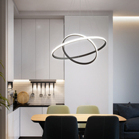 Lustre LED Simple en acrylique et or de luxe avec anneau circulaire noir pour salon, lampes suspendues de plafond