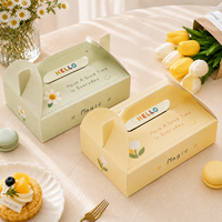 Caja de Embalaje para Panadería Ecológica y Aséptica con Logotipo Personalizado, Caja Portátil Blanca y Rosa para Pastel, Pan y Postres, Resistente a la Grasa