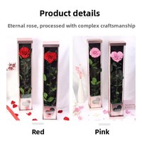 Rose éternelle préservée en boîte unique en forme de cœur, bouquet pour la Saint-Valentin, la fête des mères, cadeau longue durée, bouquet durable de 3 à 5 ans