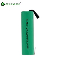 Rasoir électrique aa nimh onglet de soudure AA batterie rechargeable à dessus plat 2000mah 1.2v batterie