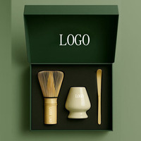 Boîte-cadeau à fermeture magnétique personnalisée Kit professionnel de matcha Ensemble de fouet japonais de luxe avec bol à matcha en céramique