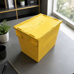 Conteneur en <span class=keywords><strong>plastique</strong></span> empilable et emboîtable perforé avec couvercle articulé, boîtes de transport à couvercle articulé, caisses détachables, <span class=keywords><strong>caisse</strong></span> de liquidation - Product Image 1