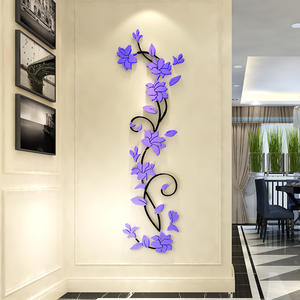 Pegatinas de pared estereoscópicas de vid de flores, calcomanías decorativas interiores 3D, sala de estar, sofá, TV, Fondo, lienzo de pared - Product Image 1