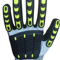 Gants de travail imperméables en nitrile givré TPR de calibre 13, niveau C/D, avec caractéristiques de sécurité anti-collision, anti-choc et anti-coupure