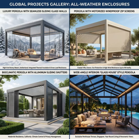 Pergola bioclimatique d'extérieur en aluminium thermolaqué avec toit à lames orientables, auvent de jardin étanche pour terrasse