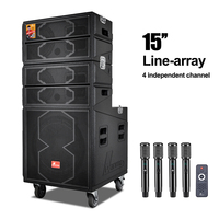 Sistema de Sonido Profesional de Línea Activa con Subwoofer de 18 Pulgadas y 4 Micrófonos