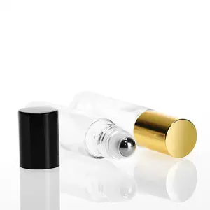 Luxe Cosmetische Verpakking 10Ml Heldere Vierkante Vorm Etherische Olie Glazen Fles Met Deksel Stalen Roller Met Service Na Verkoop