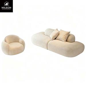 Canapé droit <span class=keywords><strong>de</strong></span> style mi-siècle crème pour chambre à coucher, boutique <span class=keywords><strong>de</strong></span> vêtements, <span class=keywords><strong>salon</strong></span> <span class=keywords><strong>de</strong></span> beauté, hall d'hôtel, bureau, <span class=keywords><strong>salon</strong></span>, zone <span class=keywords><strong>de</strong></span> réception - Product Image 6