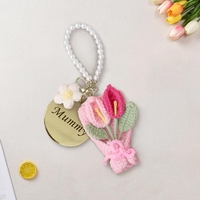 Neue gestrickte Blumenstrauß Schlüssel bund Ins Häkeln Blumen Tasche Anhänger Mini Blumen Blumenstrauß Handgemachte Schlüssel ring Freunde Geschenk Tasche Charme