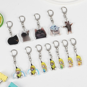 Porte-clés mignon et amusant avec motif de chat Y2k, porte-clés en forme de banane, porte-clés en acrylique tendance, porte-clés pour femmes, porte-clés imperméable et léger, breloques pour sac - Product Image 2