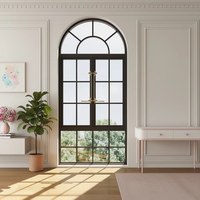 Ventanas Francesas Horizontales de Aleación de Aluminio de Alta Calidad, Estilo Retro, Insonorizadas, con Doble Vidrio Templado, para Exteriores y Baños