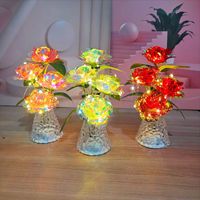 Cadeau créatif, bouquet de roses simulées, fleurs éternelles en plastique, lumière d'ambiance LED pour la Saint-Valentin