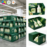 Présentoir en carton ondulé PDQ personnalisé à façade ouverte et empilable, plateau en carton imprimé écologique pliable pour l'affichage de sacs de collations sur comptoir de vente au détail