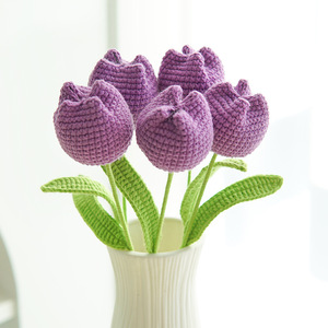 ดอกทิวลิปถักไหมพรมทำมือแบบใหม่ ขายส่ง หลายสี ดอกไม้โครเชต์ - Product Image 4