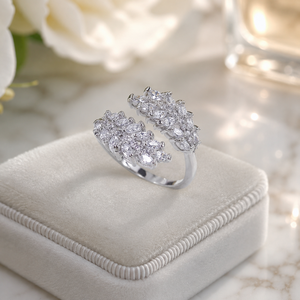 Anello Aperto a Forma di Foglia di Grano con Dettagli Scintillanti, Design Elegante, Accessori di Moda per Donne - Product Image 6