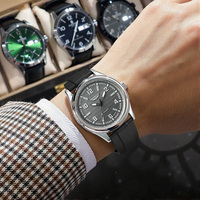 Montre à quartz pour homme BINLIHUAN avec chronomètre, boîtier en alliage, bracelet en silicone, verre minéral, étanche 3 BAR, cadran à aiguilles de 40 mm, épaisseur de 9 mm