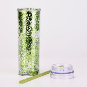 Customizable logo 16oz Glitter Plastic Straw <b>Cup</b> Outdoor Water Bottle Accompanying Portable Straight Tube <b>Cup</b> for Men and Women - Product Image 5