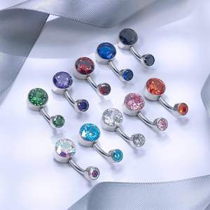 ห่วงเจาะร่างกายทำจากไทเทเนียมแบบเกลียวใส G23ห่วงสะดือทรงลูกบาศก์เซอร์โคเนีย - Product Image 6