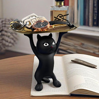 Organisateur de clés créatif en forme de chat de dessin animé à double plateau, ornement de bureau décoratif, plateau cadeau élégant et accrocheur