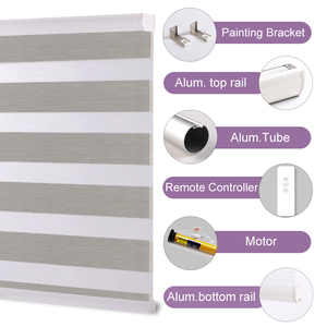 Tấm Pin Năng Lượng Mặt Trời Chạy Bằng Động Cơ Điện Chất Lượng Cao Bằng Vải Ngựa Vằn Con Lăn Rèm Ngựa Vằn Vận Hành Động Cơ AOK Cho Cửa Sổ - Product Image 3