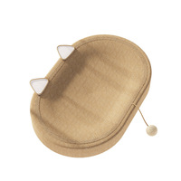 Griffoir pour chat en sisal naturel, bol incurvé anti-chute de poils avec jouet à bille pour chats de grande taille d'intérieur