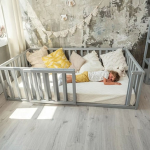 Barrière de sécurité au sol pour lit double moderne, en bois, pour enfants et bébés, parc de jeu, design Montessori, pour école, chambre et salon - Product Image 3
