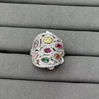Ensemble de bijoux pour femmes TIANSHE, bracelet luxueux en zircon coloré, boucles d'oreilles pendantes en forme de fleur et bague, ensemble de 3 pièces