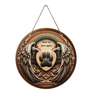 Spot Pet Wings, Paw Prints, Circular Logo, Welcome Door Number, Home Living Room, Wall Hanging, Wooden Slogan, Hanging Board - Product Image 5