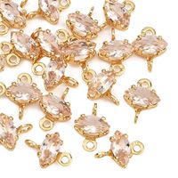 PandaHall SHEGRACE 20 connecteurs en laiton pavé de zircone cubique en forme d'œil de cheval pour la fabrication de bijoux
