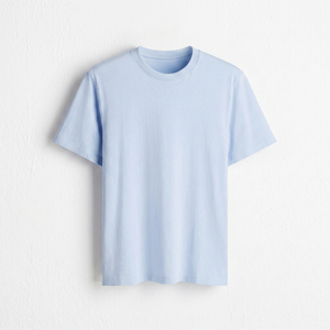 Camiseta de algodón 100% jersey, color liso, diseño tejido, informal, de algodón lavado, corte regular, cuello redondo, estilo vintage, personalizable. - Product Image 1