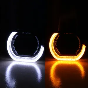 Newest Design WRGB 3 Inches Angel Eyes DRL LED Car Projector Lens Shrouds Covers For Auto Light Shrouds White Yellow Color