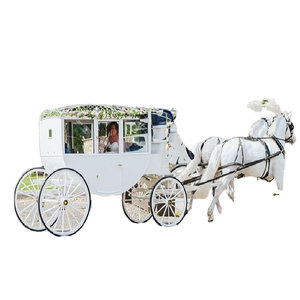 Carruaje de turismo blanco dibujado por caballos de lujo Fabricante de carruajes de caballos cubiertos vintage Buggy dibujado por caballos blanco moderno - Product Image 1