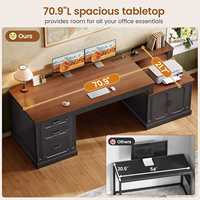 Bureau de direction pliable et réglable avec tiroirs de rangement intégrés et grande station de travail informatique