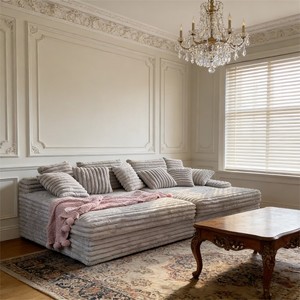 Set Sofa Seksional Bentuk L Modern dari Kain Grosir, Multifungsi, Dapat Diubah Menjadi Tempat Tidur untuk Ruang Tamu - Product Image 1