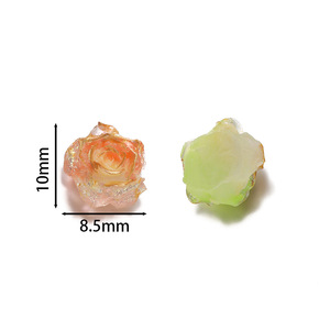 Perles en résine dorées peintes en forme de rose, 8,5x10 mm, dos plat, perles en vrac pour décoration d'ongles, coque de téléphone, accessoires de bijoux DIY - Product Image 2