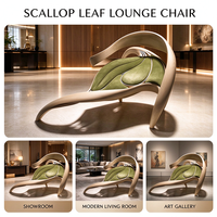 Fauteuil d'appoint sculptural en bois massif courbé, chaise longue artistique organique, fauteuil design en bois fait main pour villa et hôtel