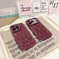 Coque de téléphone antichoc à paillettes brillantes et strass pour iPhone 18 Pro Max 17 16 15 14 Pro avec bordure en diamant