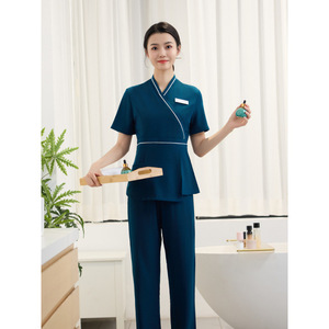 Women's Short Sleeve Work Uniform Set Moisture Wicking Comfortable For Beauty Salon Spa Wellness Center - Product Image 1