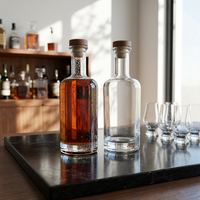 Bouteille à vin en verre très vendue, bouteille à spiritueux 350ml 500ml, bouteille à liqueur en verre à fond épais et rond pour bourbon et scotch de qualité supérieure