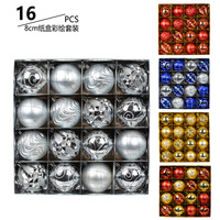 Juego de 16 Adornos Navideños de Alta Calidad, Bolas de 80mm en Plata, Oro y Rojo, Surtidas con Brillantina UV, Decoraciones para Interiores y Exteriores