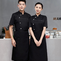 Veste de chef à manches courtes, logo personnalisé, 80% coton, 20% polyester, respirante, uniforme professionnel pour restaurant et hôtel