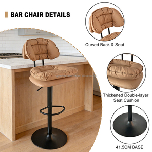 Tabourets de bar en cuir PU multicolores, hauteur réglable 44 <span class=keywords><strong>cm</strong></span>, base pivotante en métal <span class=keywords><strong>63</strong></span>-85 <span class=keywords><strong>cm</strong></span>, pour extérieur, ferme, parc, écologiques - Product Image 5