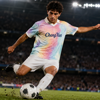 Camiseta de Fútbol con Estampado Tie Dye Psicodélico, Camiseta de Fútbol Retro con Arcoíris Pastel, Camiseta de Fútbol Personalizada