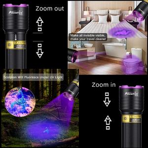 Linterna UV Zoom 395/365nm, Recargable por USB, Aleación de Aluminio, Luz Ultravioleta para Curar Minerales, Dinero, Orina de Mascotas, <span class=keywords><strong>Tiña</strong></span>, Marcador de Escorpiones - Product Image 3