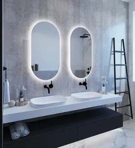 Nuevo Espejo Inteligente <span class=keywords><strong>LED</strong></span> Ovalado Moderno Personalizado Antivaho, Espejo <span class=keywords><strong>de</strong></span> <span class=keywords><strong>Baño</strong></span> sin Marco <span class=keywords><strong>para</strong></span> Tocador - Product Image 4
