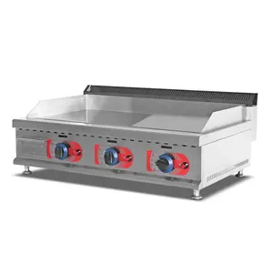 Professional restaurant commercial kitchen equipment counter top half ribbed half smooth gas hot plate griddle