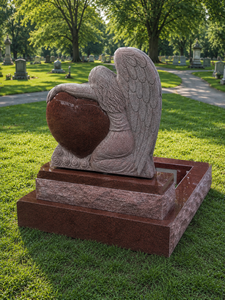 UNION STONE Bon Prix Pierre de granit rouge, Pierre tombale en forme de cœur d'ange unique, Monument funéraire au design unique pour cimetière - Product Image 5