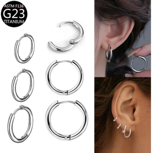 Pendientes Circulares de <span class=keywords><strong>Titanio</strong></span> ASTM F136 para Piercing de Oreja (Helix, Rook, <span class=keywords><strong>Daith</strong></span>, Lóbulo) y Anillo para Septum Nasal, Estilo Europeo y Americano, Nueva Tendencia - Product Image 1