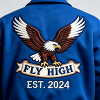 Blouson Bomber Homme OEM en Mélange de Laine avec Broderie Chenille et Écussons Lettres, Col Montant, Séchage Rapide et Respirant pour le Printemps