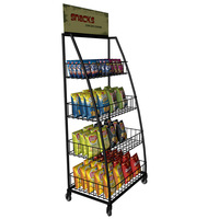 Étagères de magasin de supermarché Panier de rangement en fil métallique Snacks Nourriture Boisson Bouteille Bonbons Pain Biscuit Pommes de terre Chips Présentoir Stand